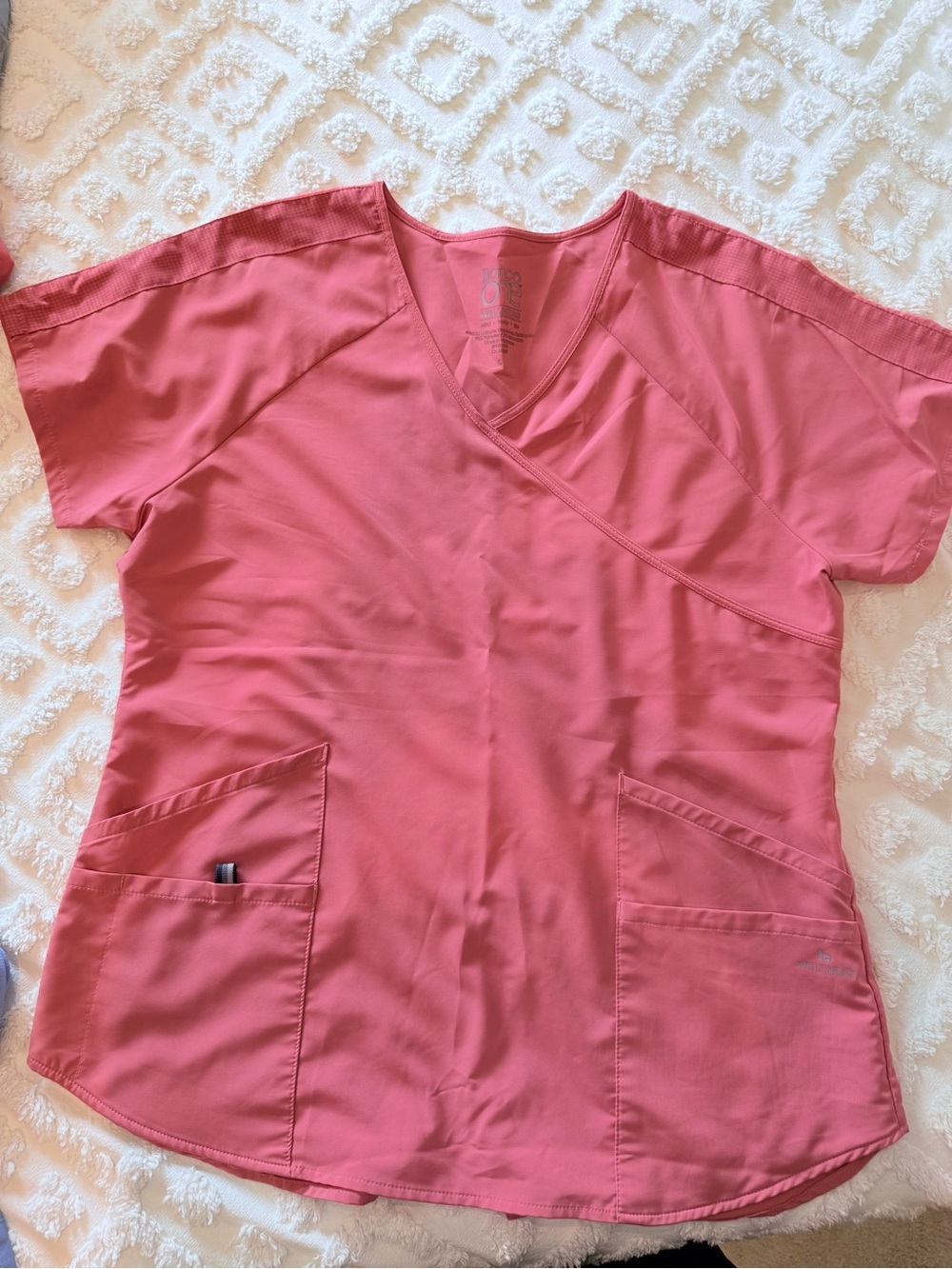 Barco Uniforms Coral Pink V-Neck Crossover Scrub Top
